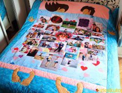 Лоскутное одеяло с фото "Любовь с пожеланиями" № 428