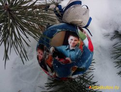 Ёлочный шар с фотографиями "Рождественские сани" № 737
