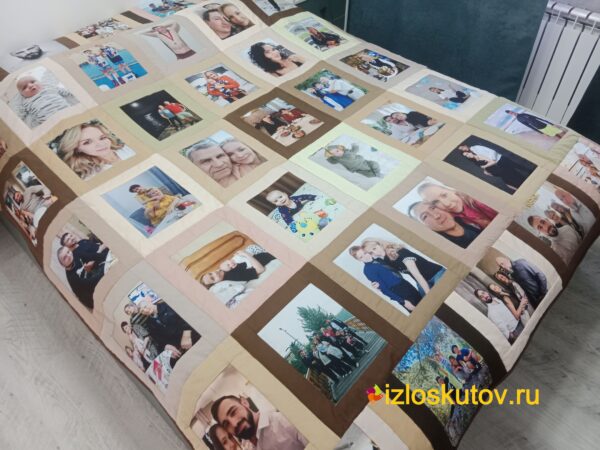 Лоскутное покрывало с фото "Кофейный роман" № 995